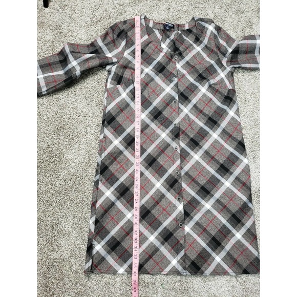 Chadwicks Of Boston Size 8 Plaid Shift Shirt Dress Button Down Tan Red Black - Picture 8 of 12
